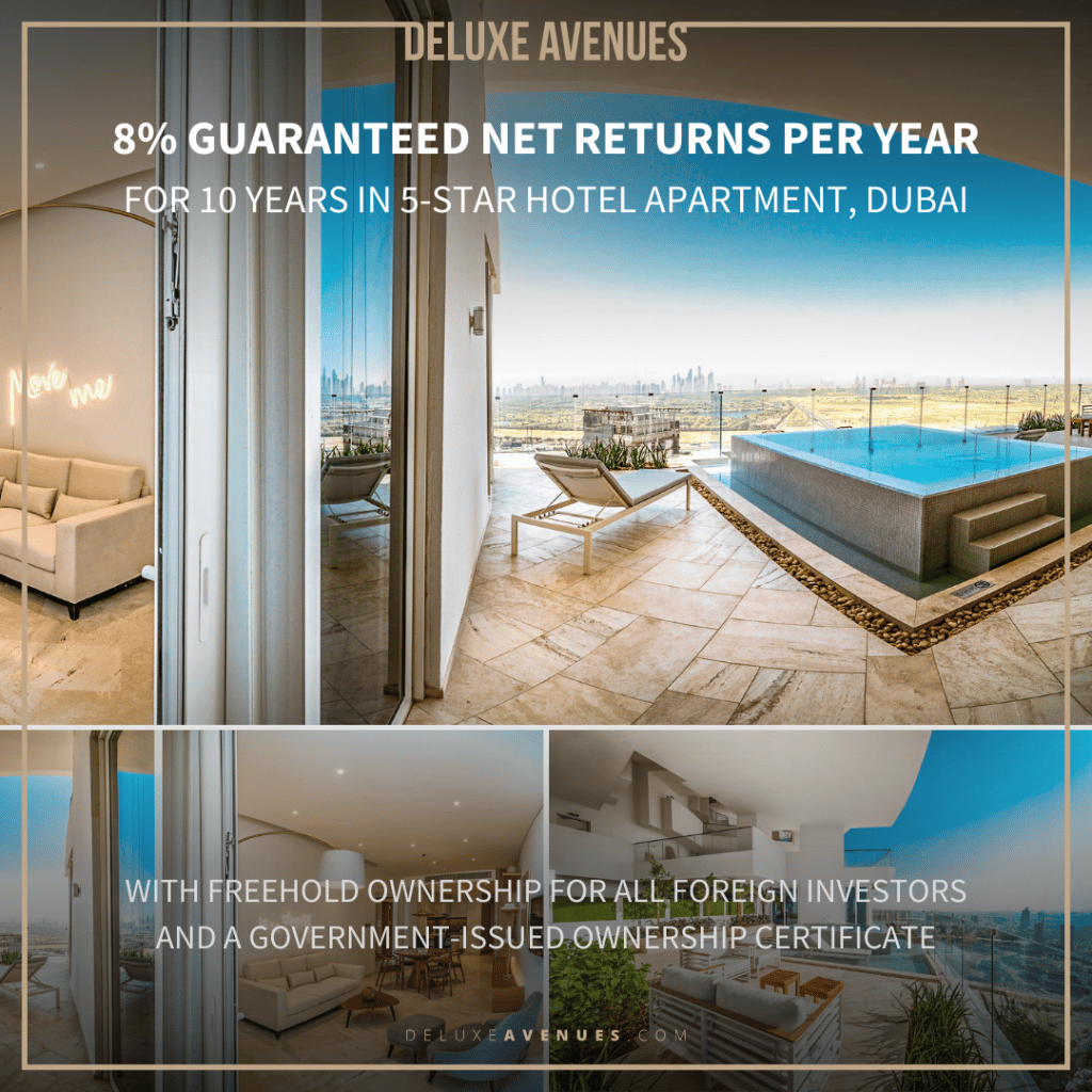 8% guaranteed net returns per year for 10 years in Dubai with private pool / jacuzzi