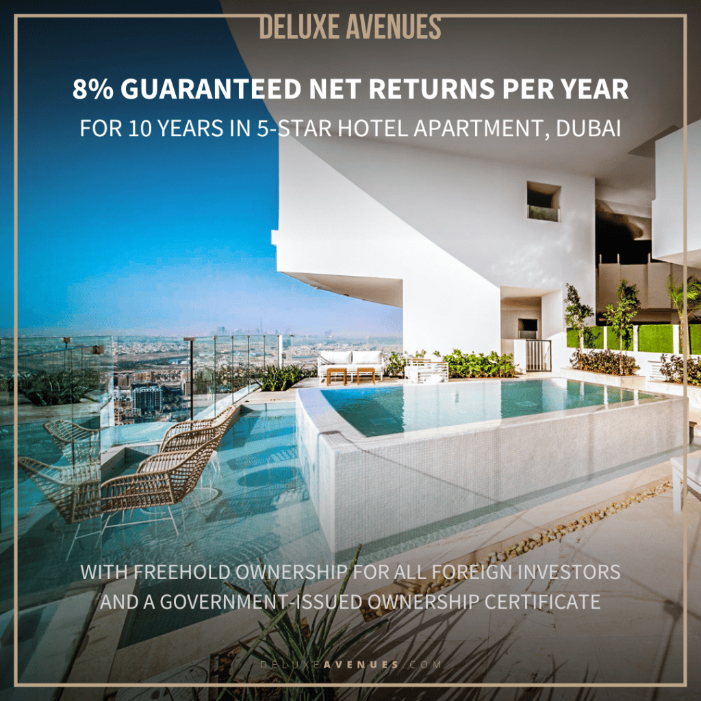 8% guaranteed net returns per year for 10 years in Dubai with private pool / jacuzzi